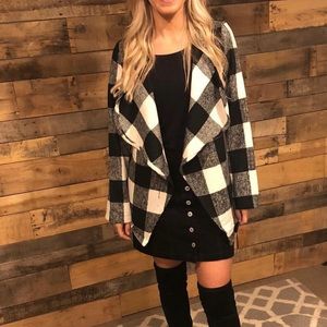 Buffalo plaid lapel jacket